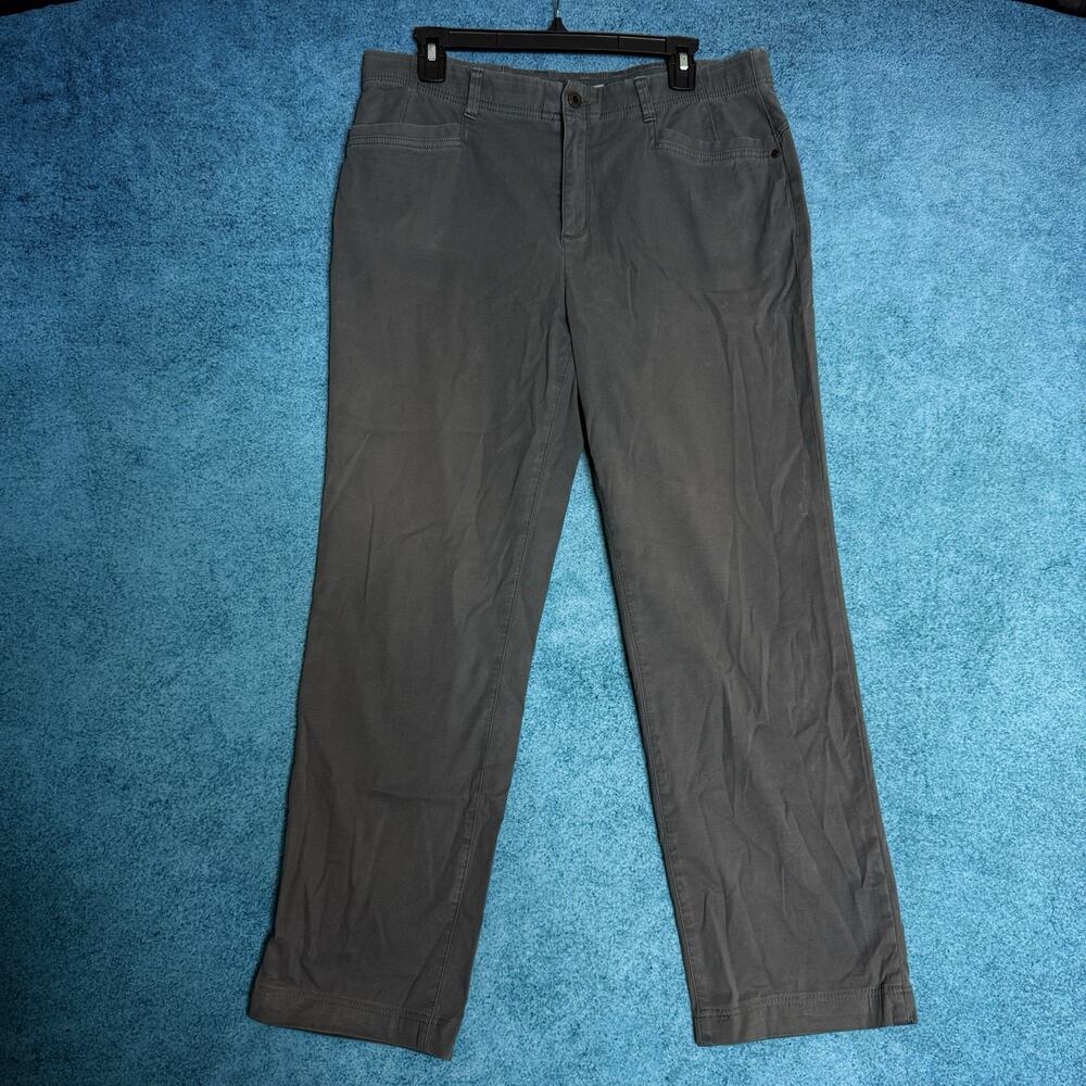 Orvis Pants Womens 14 Gray Cotton Blend Stretch Zip Natural Fit Chino